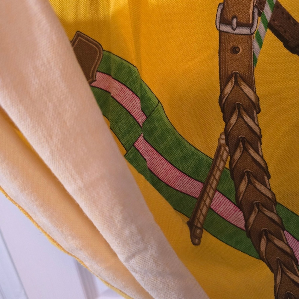 Ralph Lauren The Skinny Polo Yellow Equestrian Stirrup Print Shirt Womens M - Picture 8 of 8